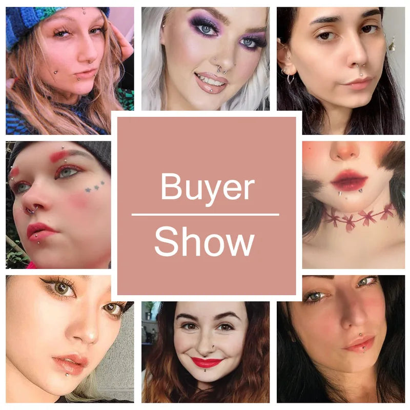 Fake Lip Studs Nose Eyebrow Ring Non Piercing Jewelry Body Face Piercing