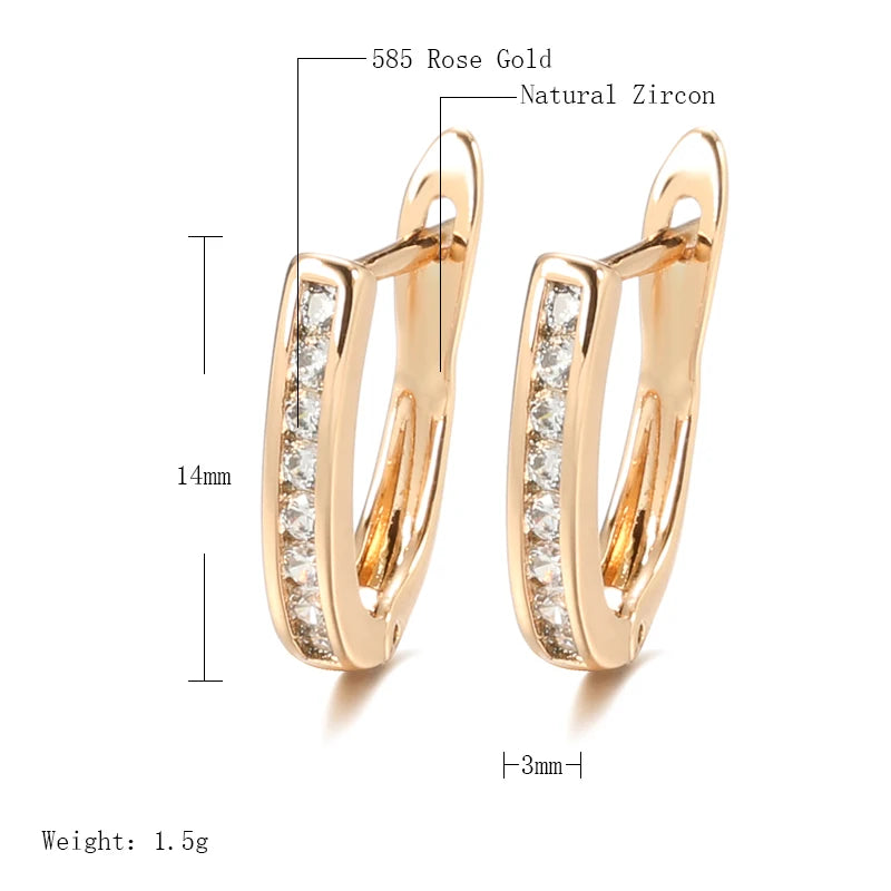 Luxury Green Zircon Stud Earrings for Women Rose Gold Wedding Jewelry