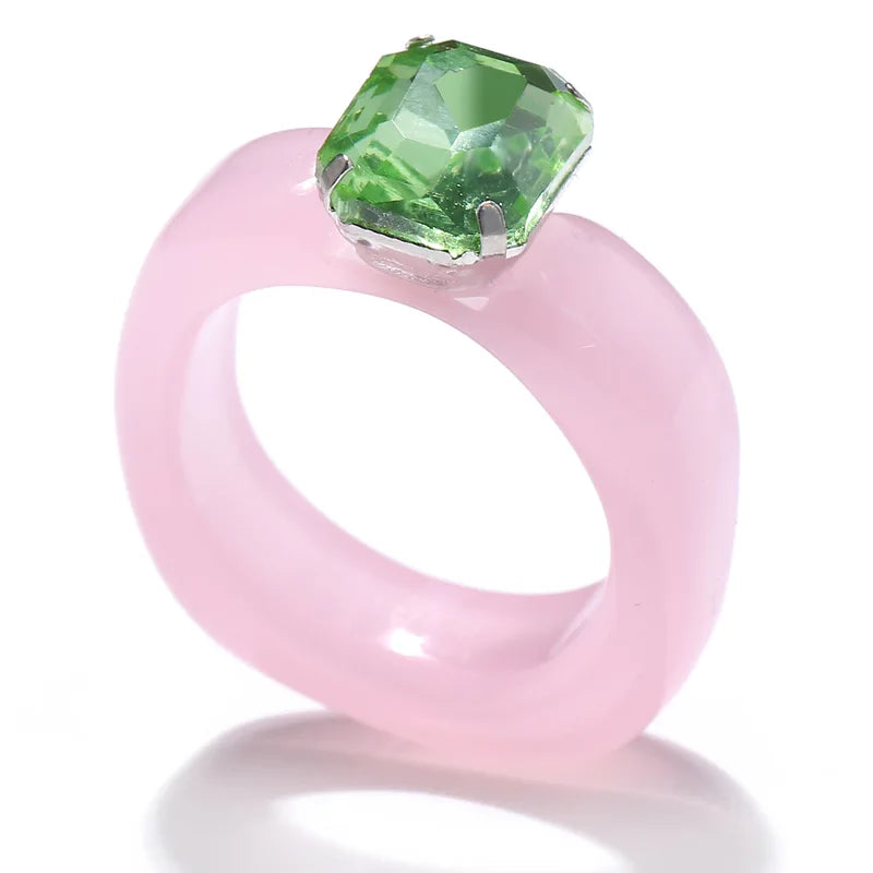 Colorful Zircon Resin Ring for Women - Sweet Birthday Jewelry Gift