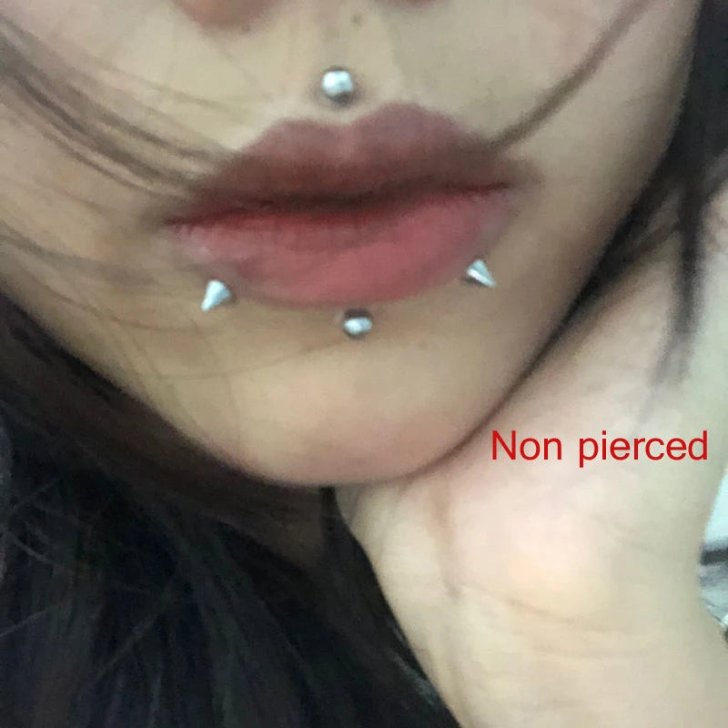 Fake Lip Nose Eyebrow Ring Set - Body Jewelry Piercing Studs 20PCs