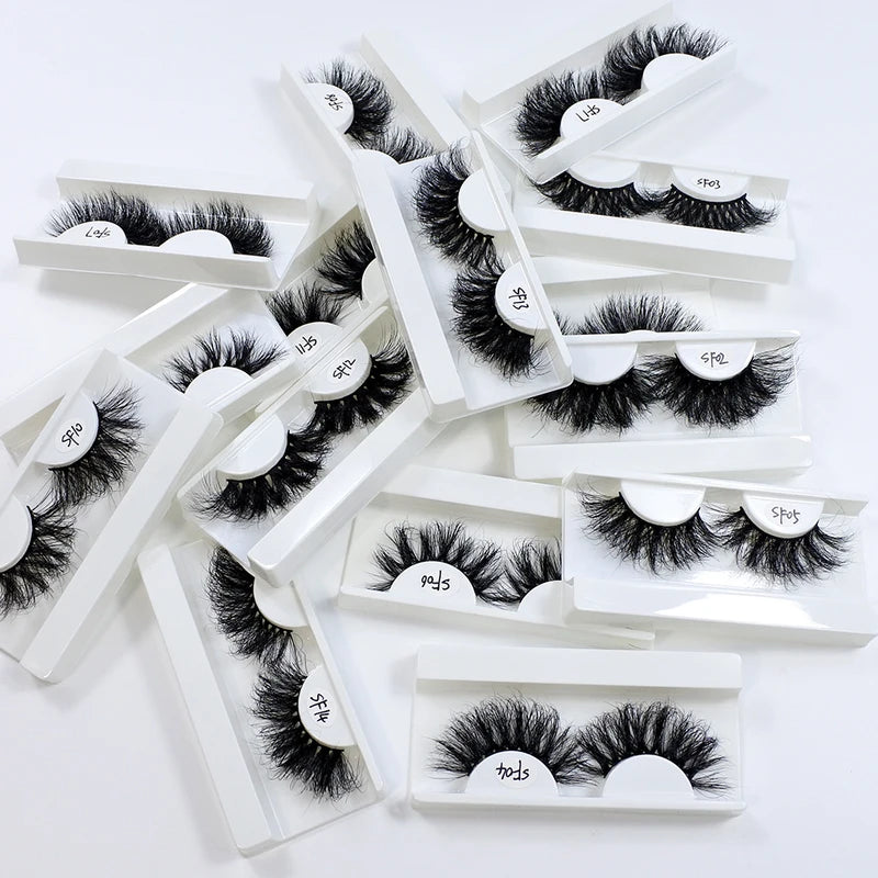 Wholesale 25mm Mink False Eyelashes Long Wispy Fluffy Lashes Assorted Styles