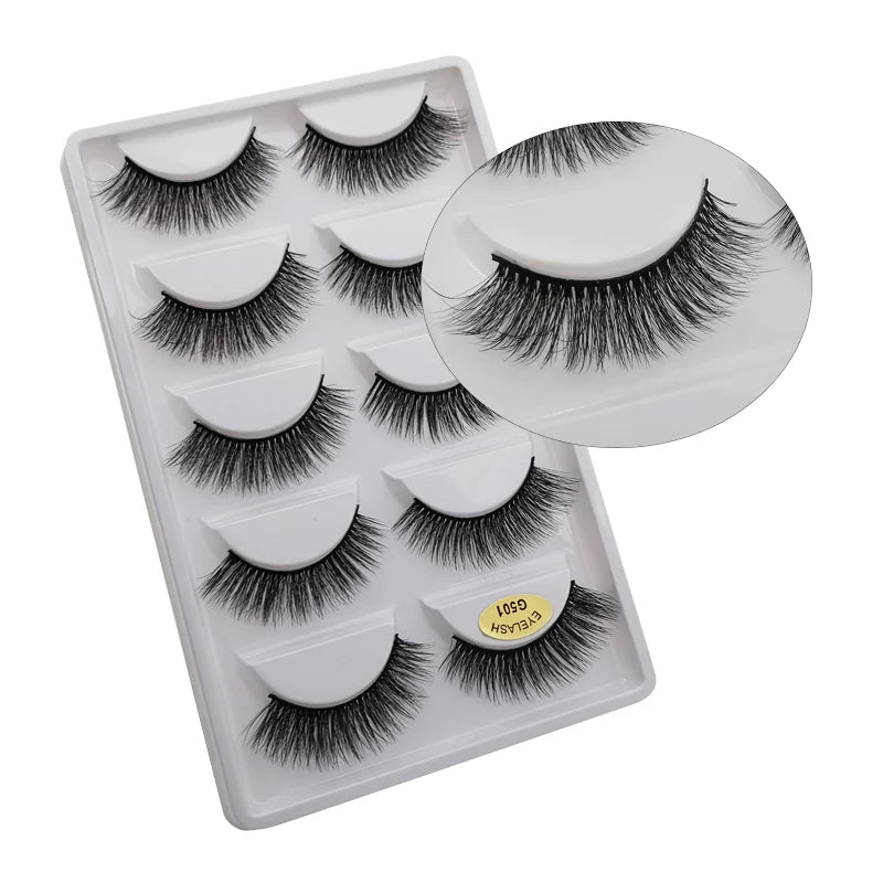 Wholesale 3D Faux Mink Lashes - Natural Long Wispy False Eyelashes Set