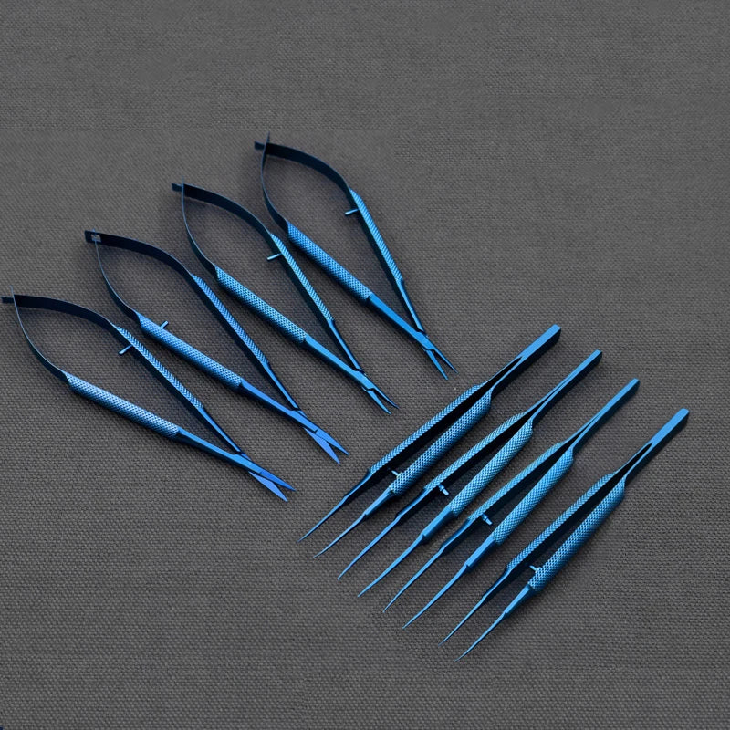 Titanium Microsurgical Instruments Kit with Scissors Needle Holders Forceps - 14cm
