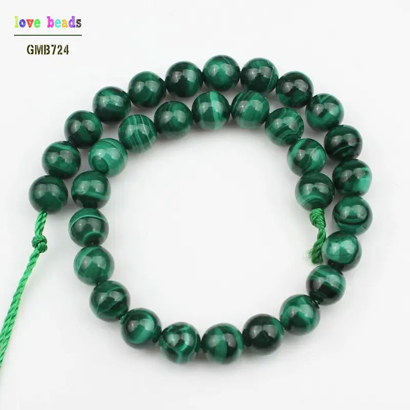 Natural Green Malachite Beads for Jewelry Making - 6/8/10/12mm Diameter - 7.5 Inch Strands for Women's Bracelets & Necklaces