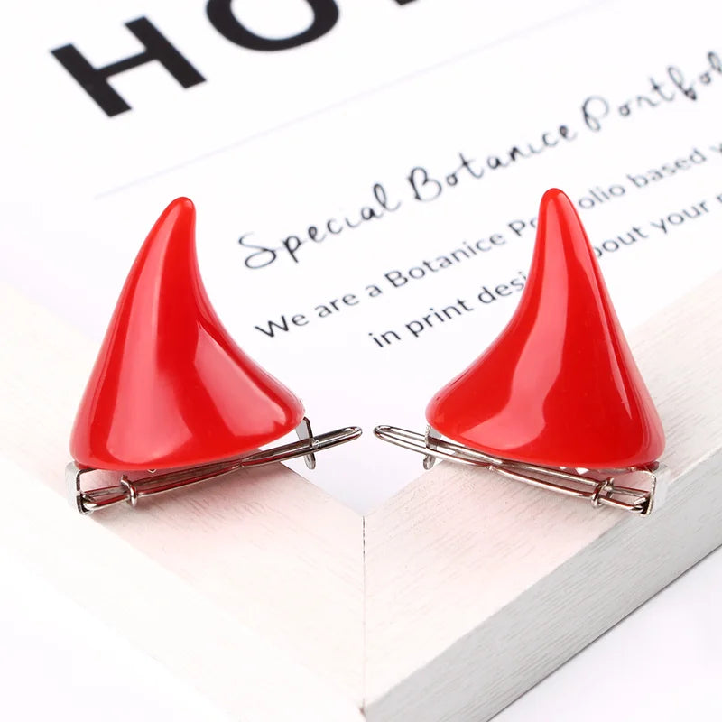 Colorful Devil Horns Hairpins - Halloween Cosplay Costume Accessories for Women & Girls