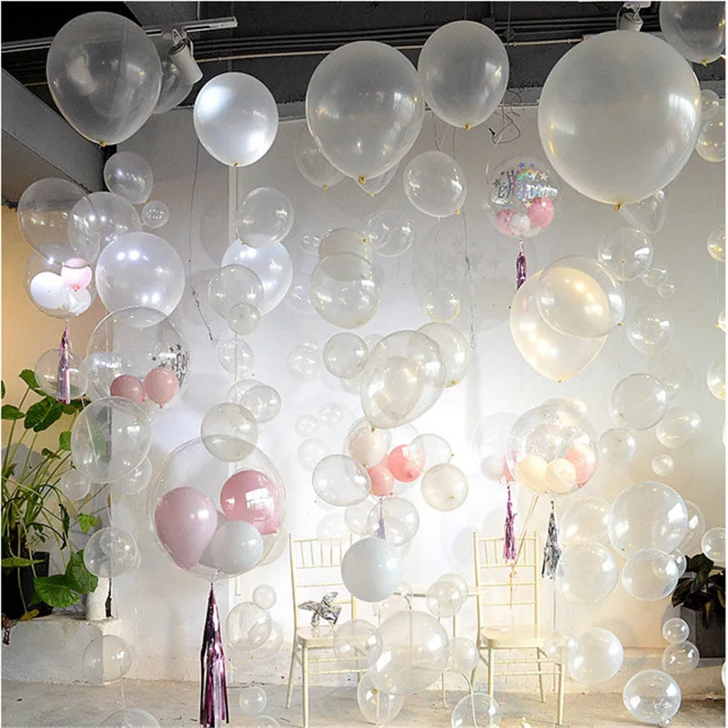 Transparent Latex Balloons for Birthday Party Baby Shower Wedding Decorations - 5/10/12 Inch