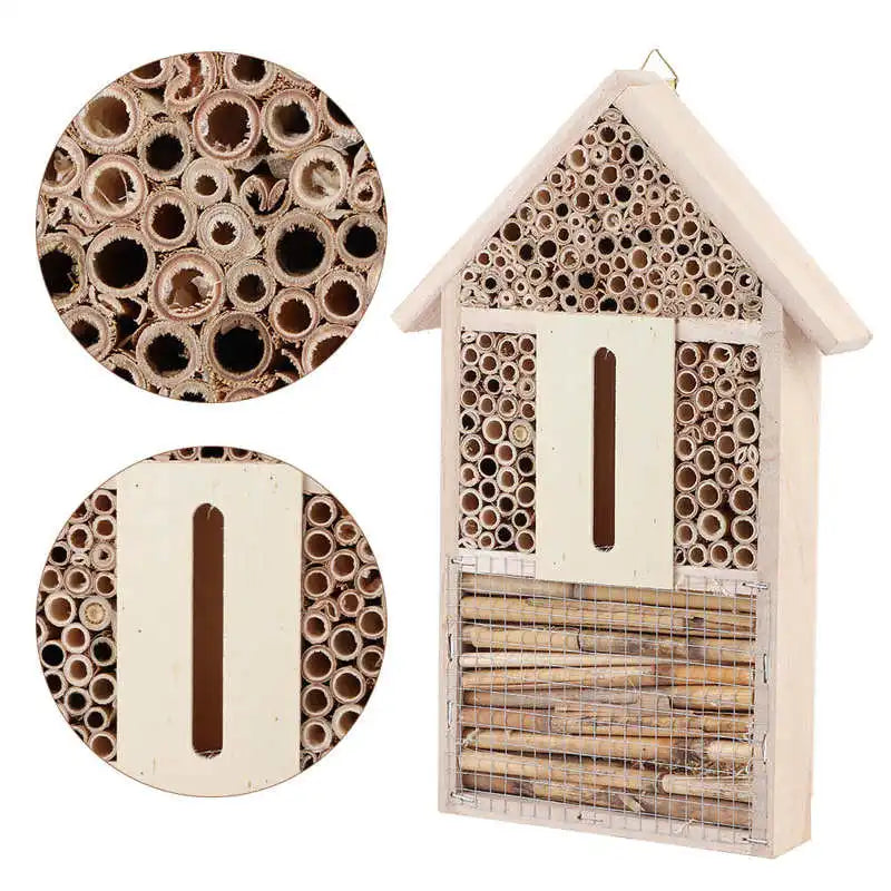 Wooden Insect House Bee Shelter Garden Nesting Box Outdoor Ornament