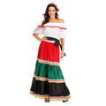 Women Mexican Off Shoulder Costume Dress for Halloween Carnival and Party