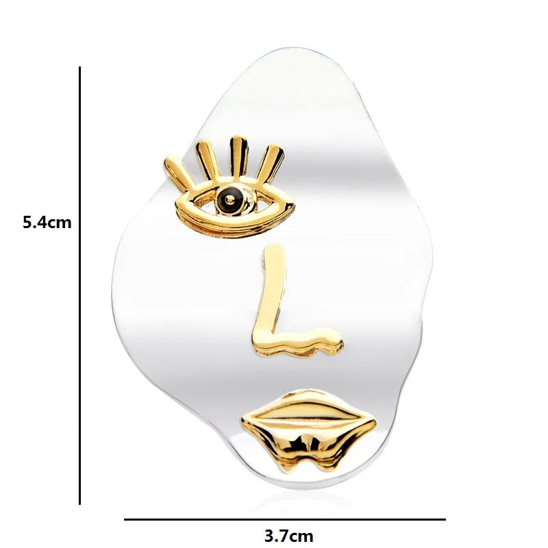 Metal Brooch Pin for Women Men Face Eye Mouth Jewelry Gift