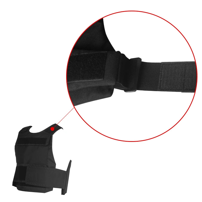 Tactical Army Vest Plate Carrier with Adjustable Straps - Black Combat Gear