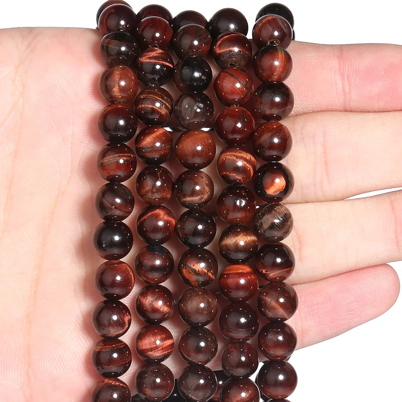 Natural Red Tiger Eye Beads for Jewelry Making - Round Loose Spacer 4-12mm