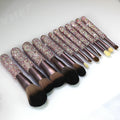 12 Piece Makeup Brush Set with Rhinestones - Face, Eye, Foundation, Blending Tools