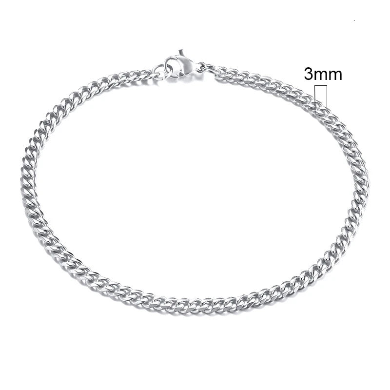 Men's Chunky Miami Curb Chain Bracelet - Stainless Steel Cuban Link Jewelry