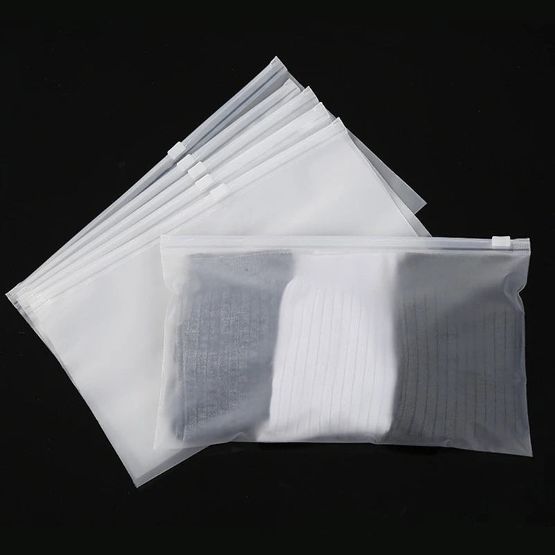 10-Pack Frosted Zipper Storage Bags for Underwear Socks Cosmetic & Clothing Organization