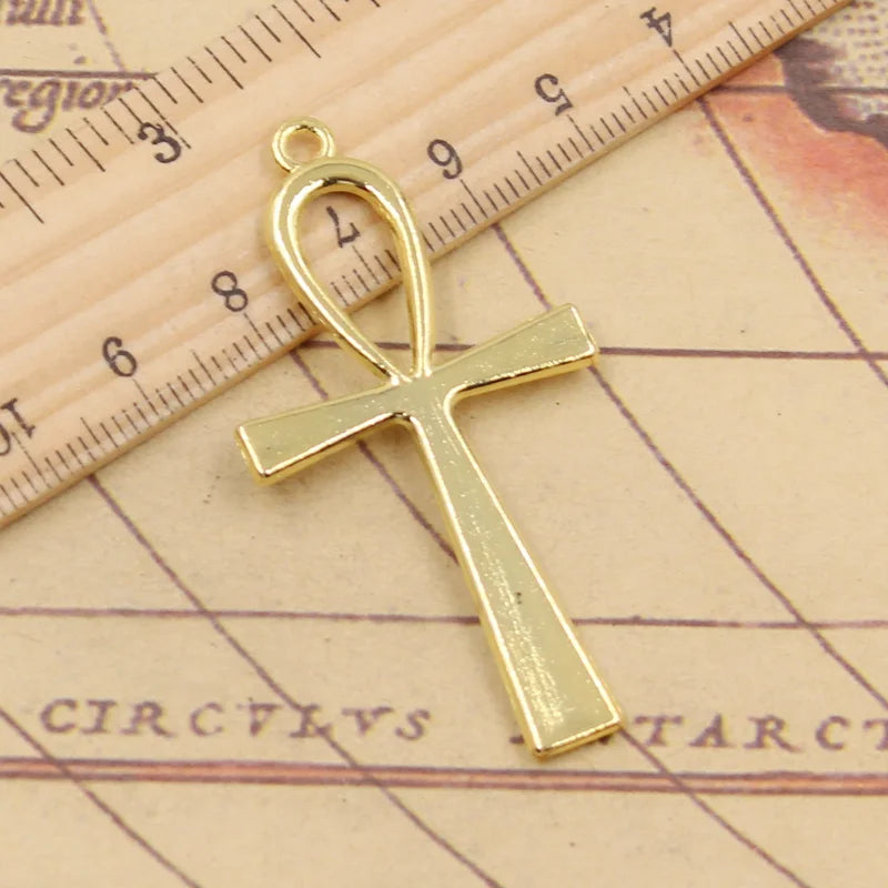 Cross Pendant Charms Egyptian Ankh Life Symbol Jewelry Making Supplies 10pcs