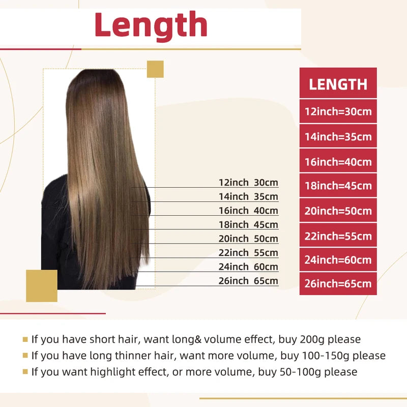 Human Hair Clip-In Extensions - Balayage, Remy, Double Weft, Various Lengths & Colors
