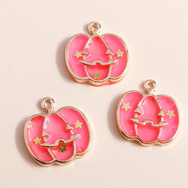 Halloween Enamel Charms Set - Ghost, Vampire, Pumpkin, Hat Pendants for Jewelry Making