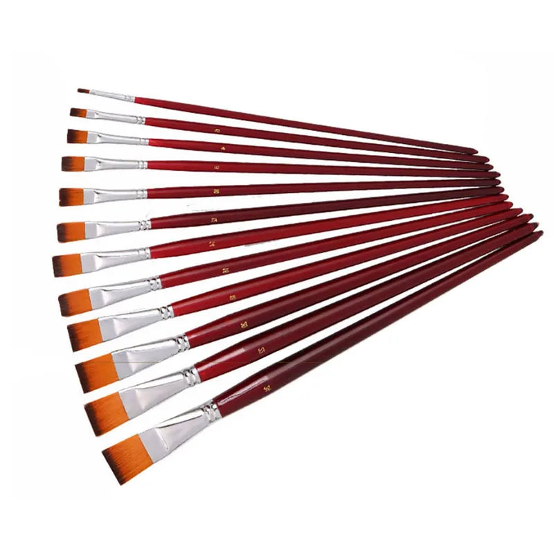 12-Piece Nylon Hair Art Paint Brushes Set for Watercolor, Oil & Acrylic Painting