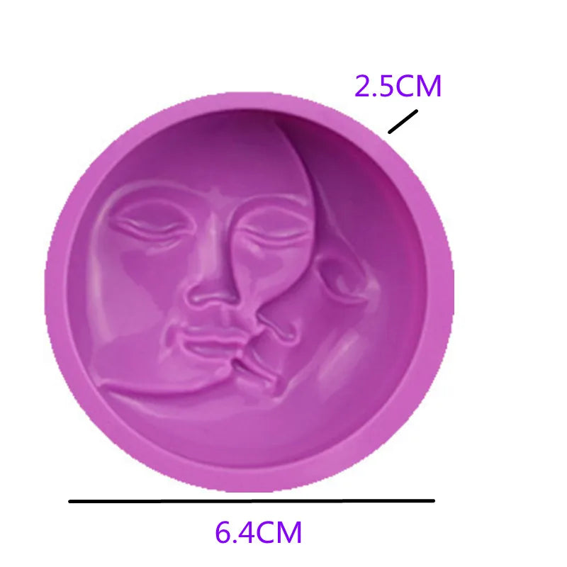Silicone Moon Shaped Soap Mold for Handmade Candles Jewelry Crafts - Face Style