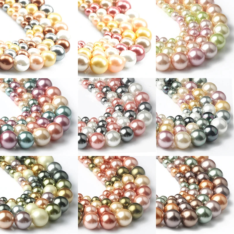 15 Colors Shell Pearls Beads for Jewelry Making Natural Shell Round Loose Spacer Beads