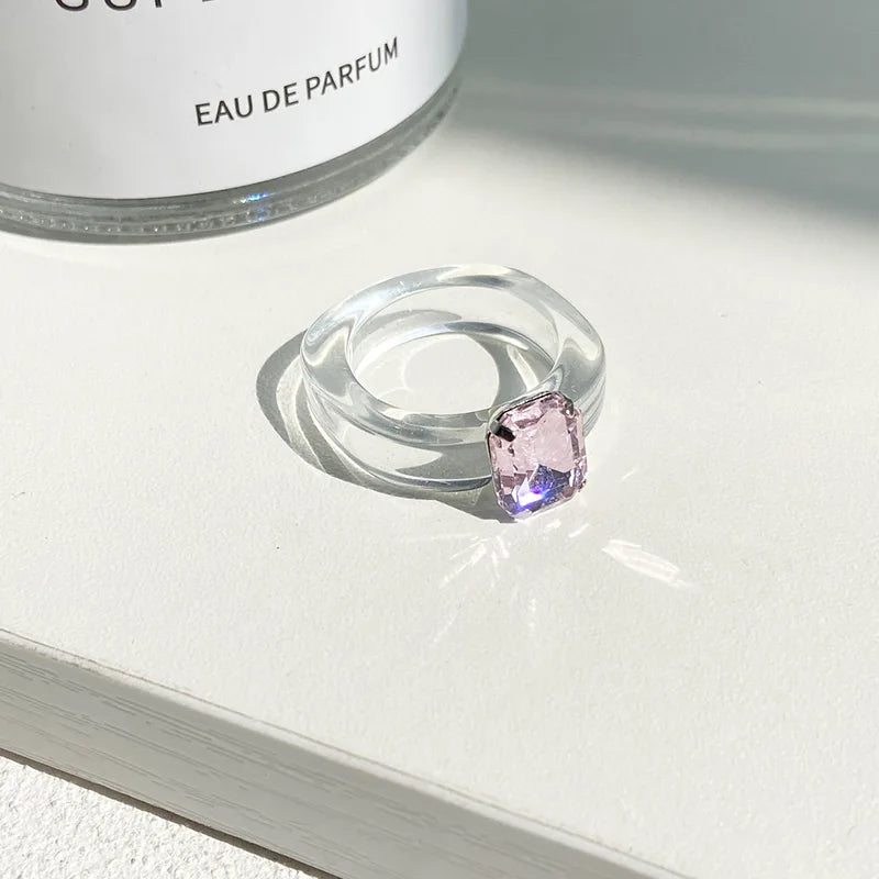 Colorful Zircon Resin Ring for Women - Sweet Birthday Jewelry Gift