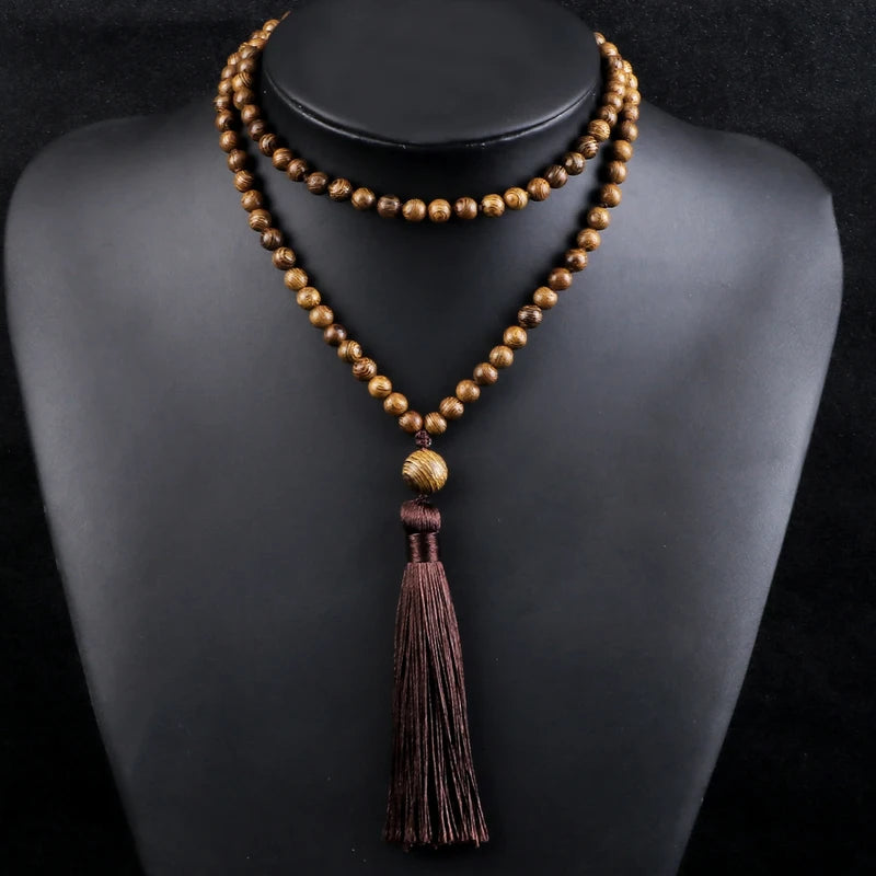 Beaded Mala Necklace with Tassel for Meditation Yoga Bohemian Jewelry Women