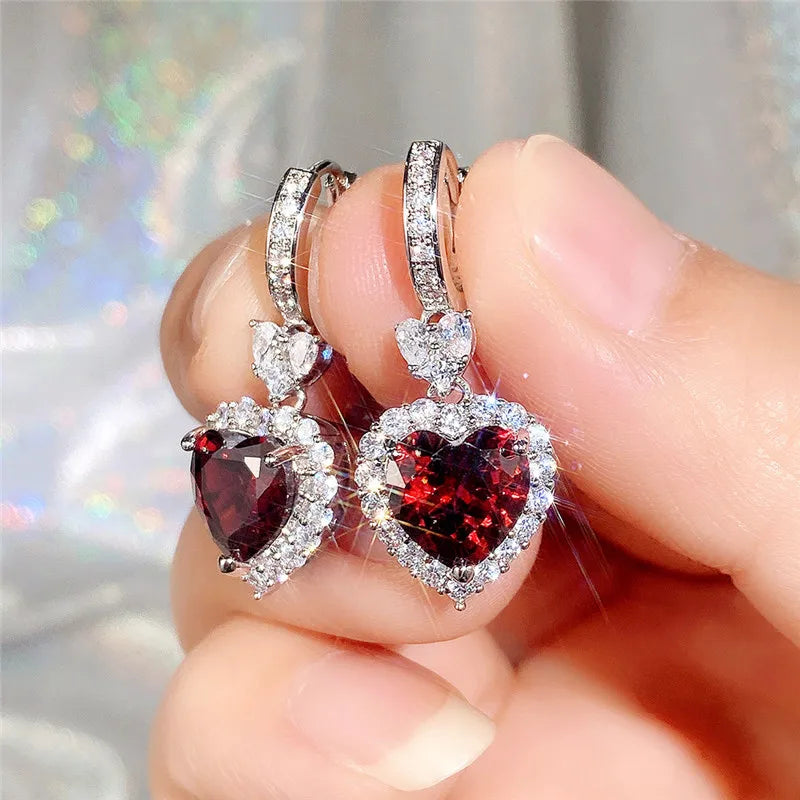 Heart-Shaped Cubic Zirconia Wedding Earrings for Women - Eternity Love Jewelry