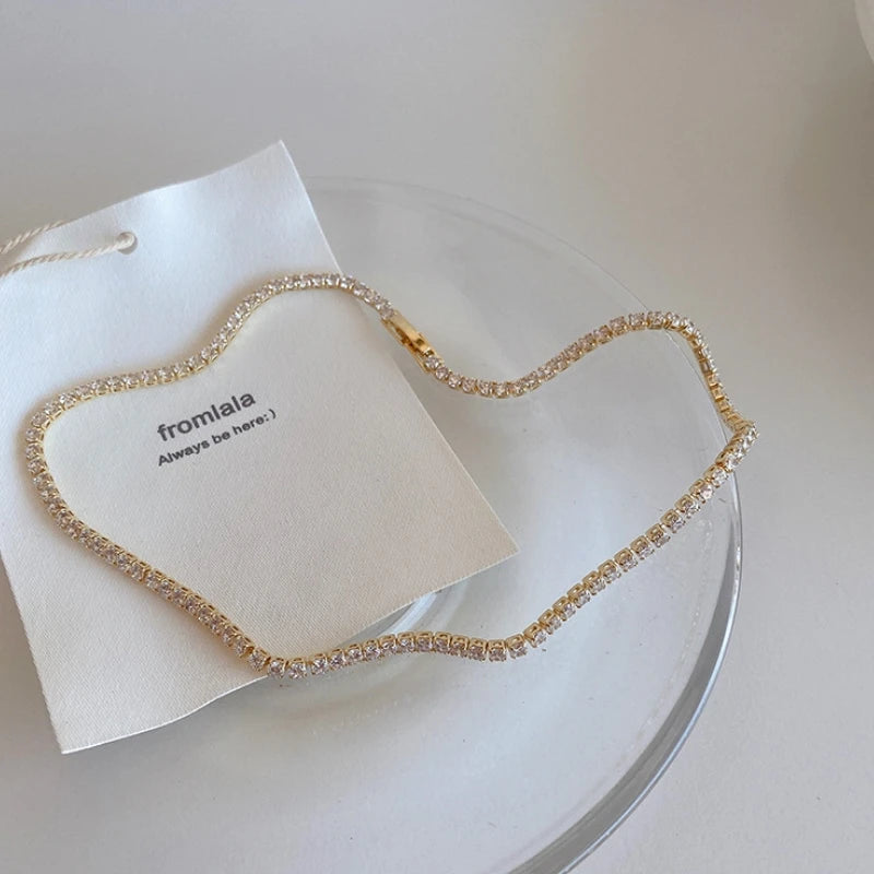 Iced Out Tennis Chain Necklace for Women 18K Gold Plated Jewelry Gift