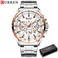 Men's Casual Sport Chronograph Watch with Stainless Steel Band and Big Dial