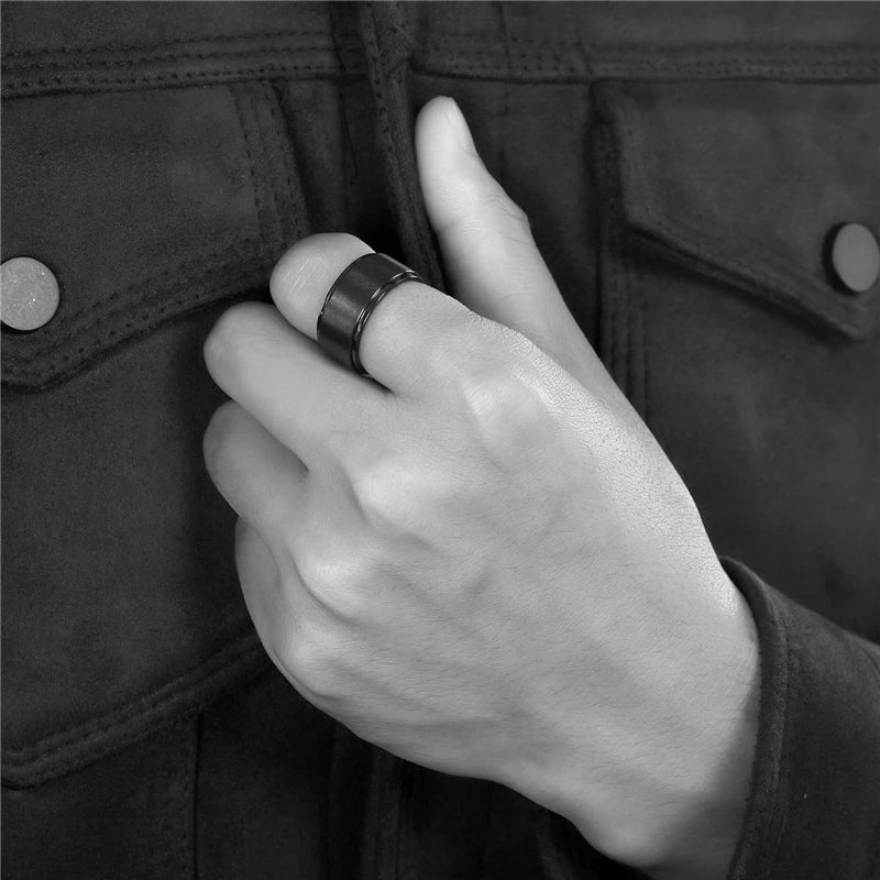 Titanium Wedding Ring Men Women Brushed Black Silver Band 4-10mm Custom Sizes
