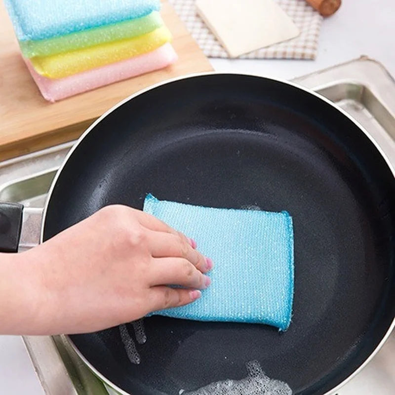 4/8pcs Kitchen Cleaning Sponges with Anti-Microbial Coating - Household Dish Scrubbers