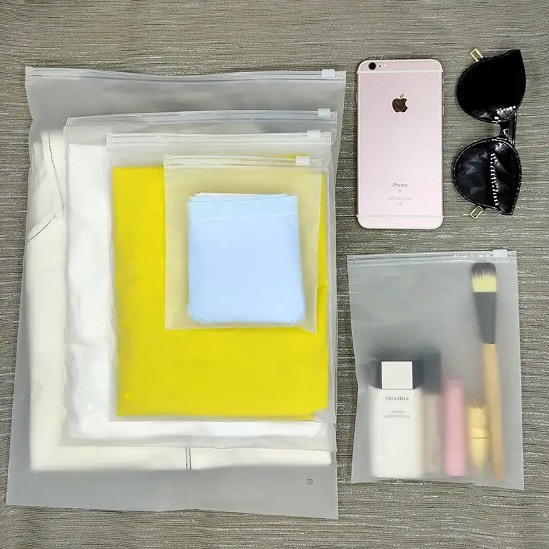 10PCS Waterproof Travel Storage Bags - Plastic Zipper EVA Translucent Packing Pouches