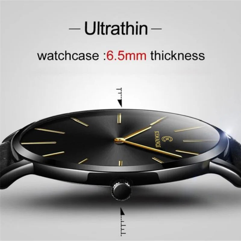 Luxury Men’s Quartz Watch - Ultra Thin Leather Strap Business Wristwatch