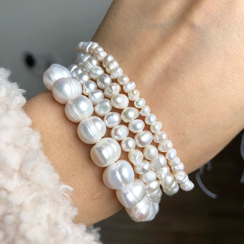 Natural Freshwater Pearl Beads Irregular Round for DIY Jewelry Making - 15 Inch