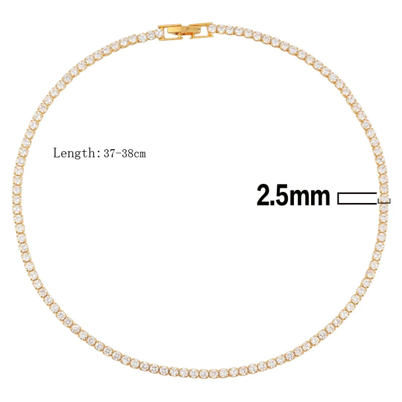 Iced Out Tennis Chain Necklace for Women 18K Gold Plated Jewelry Gift