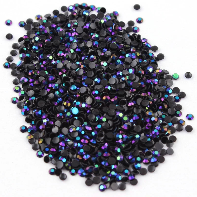 DIY Nail Art Rhinestones Set - Round AB Resin Glitter Stones for Manicure