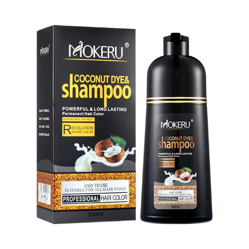 Black Hair Shampoo - Organic Permanent Hair Dye for Men and Women, 5-Minute Quick Dye