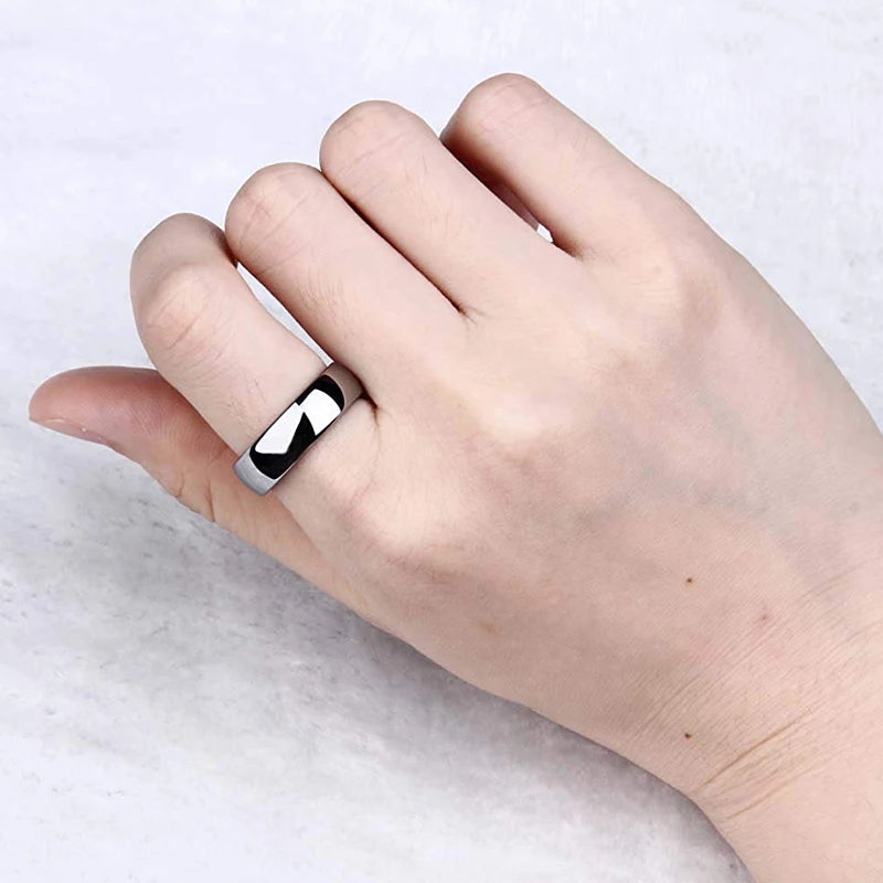 Men's and Women's Titanium Wedding Bands - Polished Engagement Rings, Classic Black & Silver