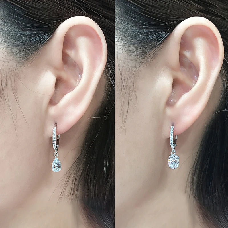 Delicate Pear CZ Drop Earrings for Women - Fashion Jewelry Gift