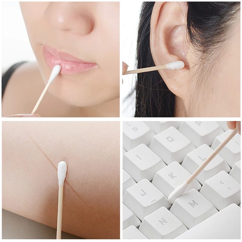 100 Pcs Double Head Cotton Swabs Disposable Makeup & Ear Cleaning Tools