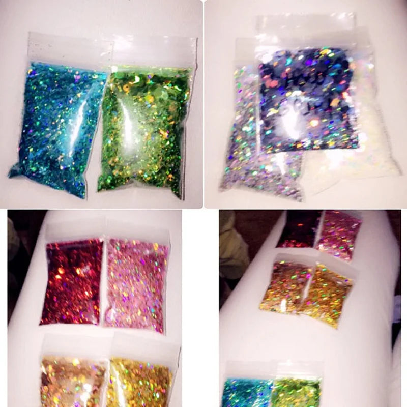 Cosmetic Grade Holographic Glitter Mix Bundle - 25 Colors, Chunky & Fine For Nails, Makeup & Crafts