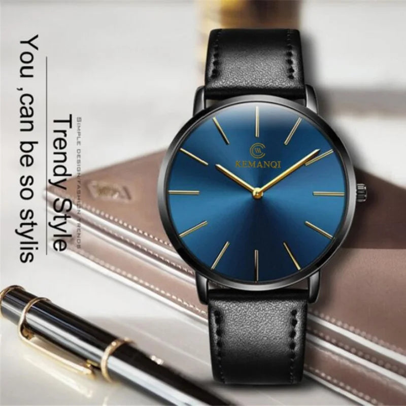 Luxury Men’s Quartz Watch - Ultra Thin Leather Strap Business Wristwatch