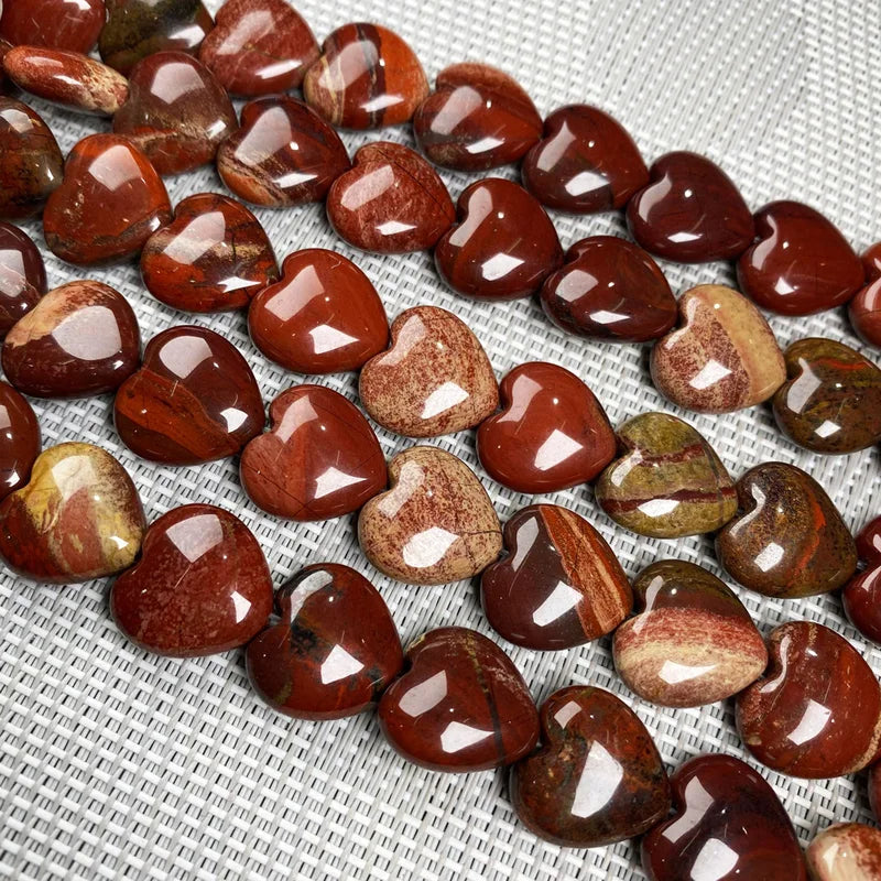 Natural Stone Heart-Shaped Beads for Jewelry Making - 16x16x8mm DIY Craft Supplies
