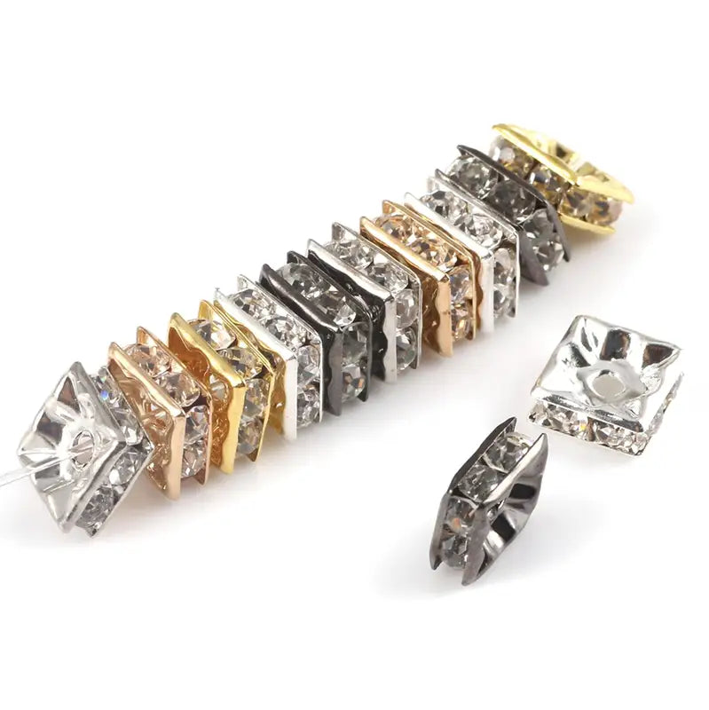 Jewelry Spacer Beads Set - 50pcs Crystal Rhinestone Rondelles for Necklace & Bracelet Making