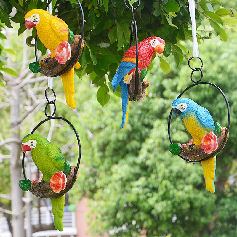 Resin Parrot Garden Statue - Outdoor Decor Animal Sculpture for Home & Garden