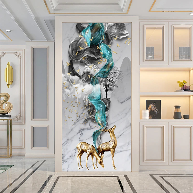 Chinese Style Fantasy Elk DIY Waterpoof Vinyl Wall Mural for Home & Living Room Decor