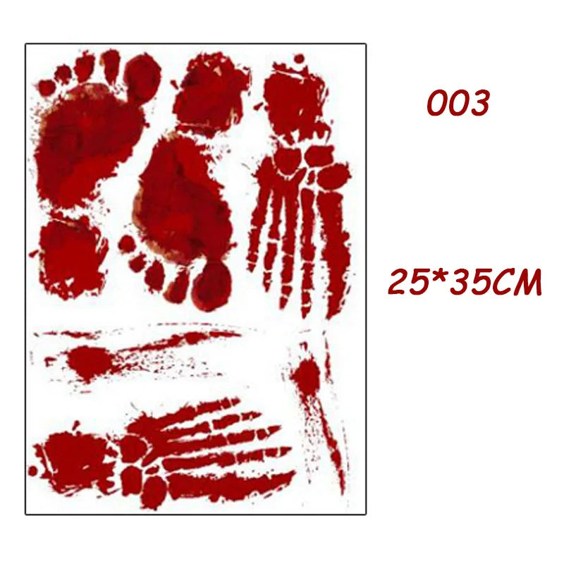 Halloween Blood Handprint & Footprint Wall Stickers - Haunted House Decor