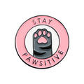 Pink Cat Paw Enamel Pins - Custom 'Stay Pawsitive' Brooches for Jewelry & Gifts