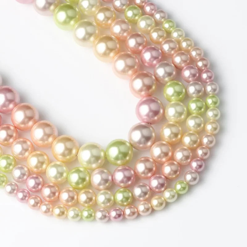 15 Colors Shell Pearls Beads for Jewelry Making Natural Shell Round Loose Spacer Beads