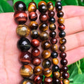 Natural Stone Beads Set for Jewelry Making - 45 Styles Round Lava Tiger Eye Amethyst